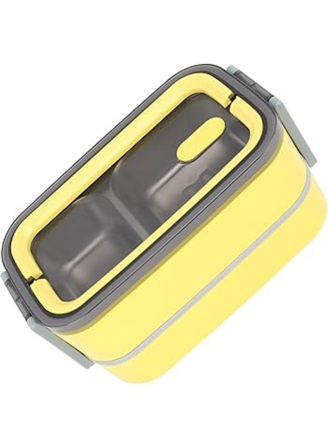 ALMASI 1400ml Microwaveable Double Layer Plastic Lunch Box with 3-Section Chopsticks - Image 1